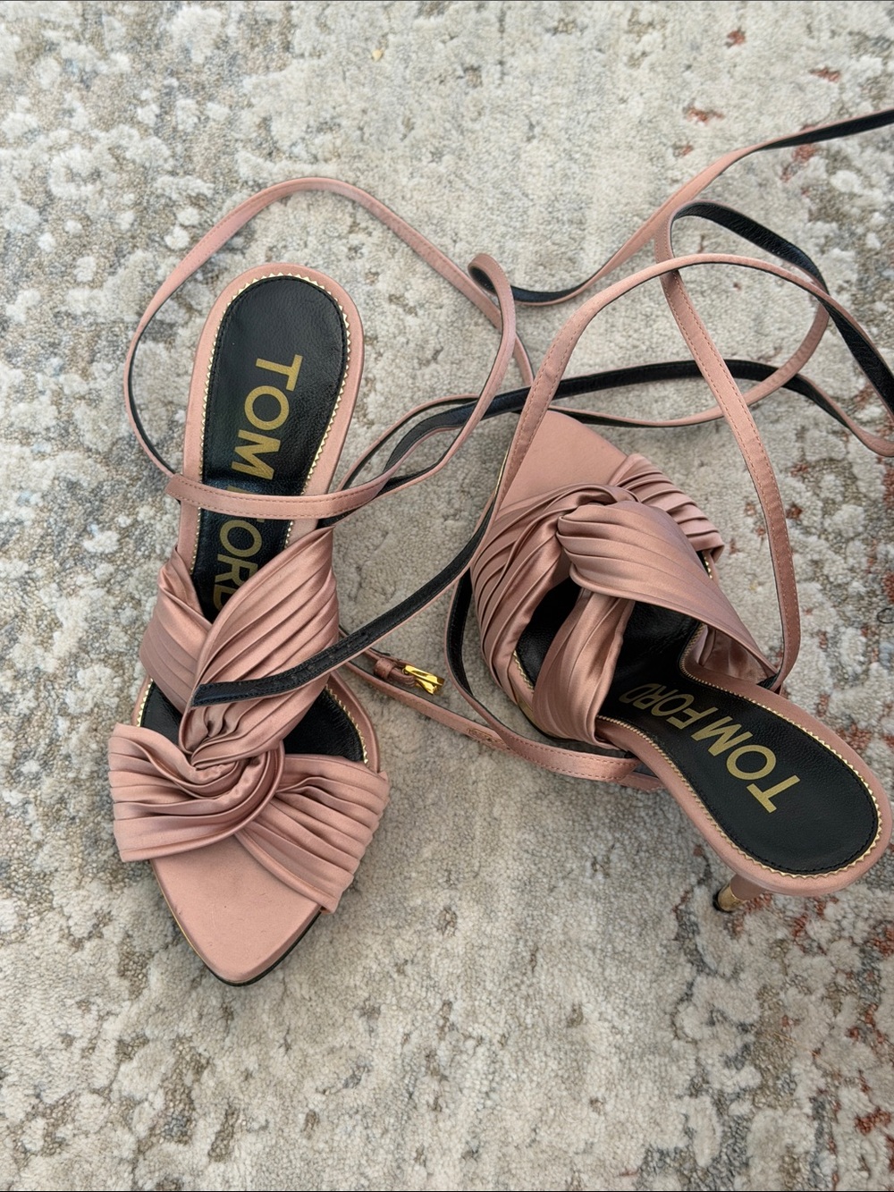 Tom Ford Pleated Satin Lace-Up Sandals